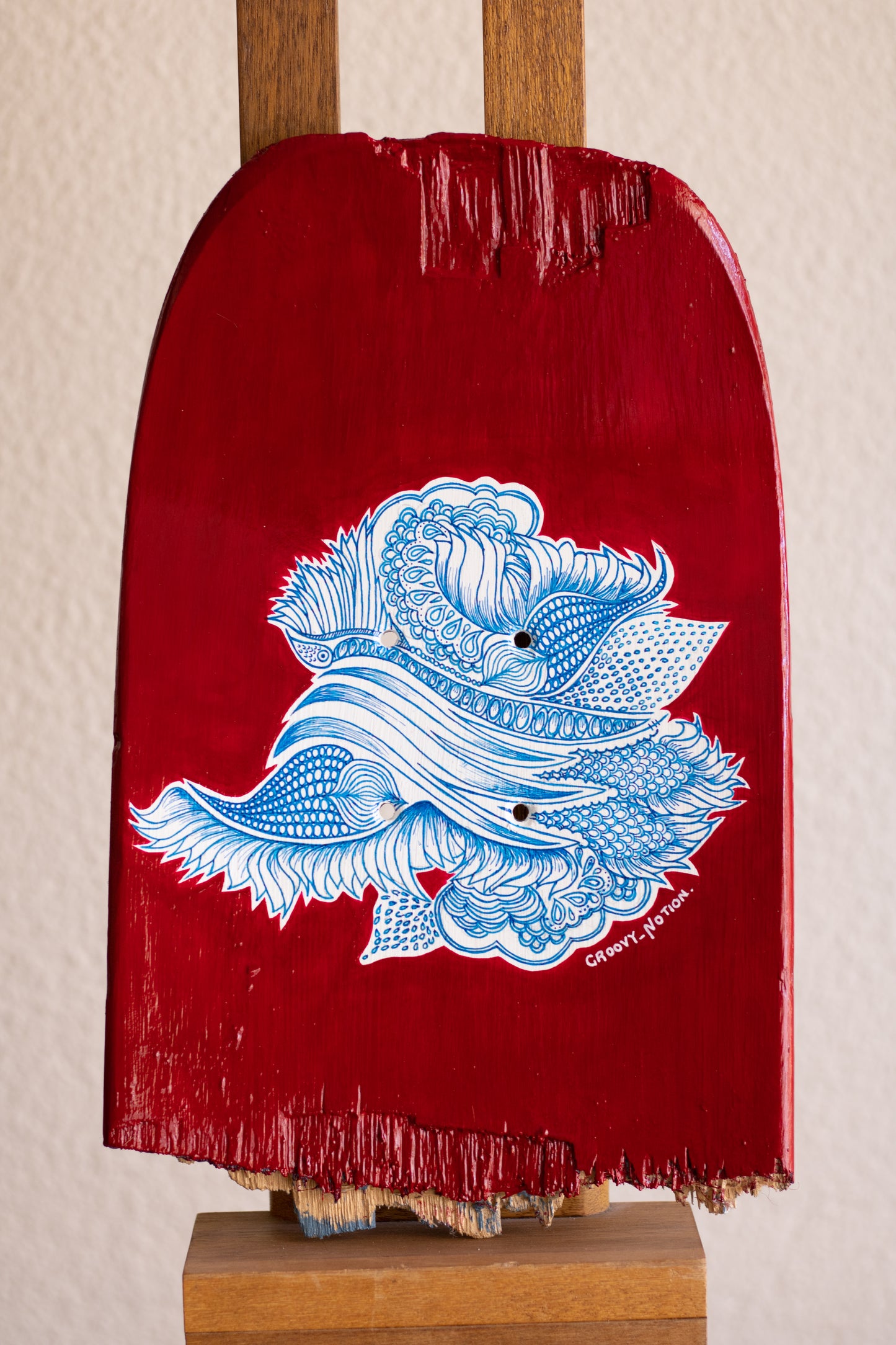 Original acrylic painting & Fine Liner on up-cycled Skateboard by South African Artist based in Cape Town. Equilibrium (2 of 2 pieces)