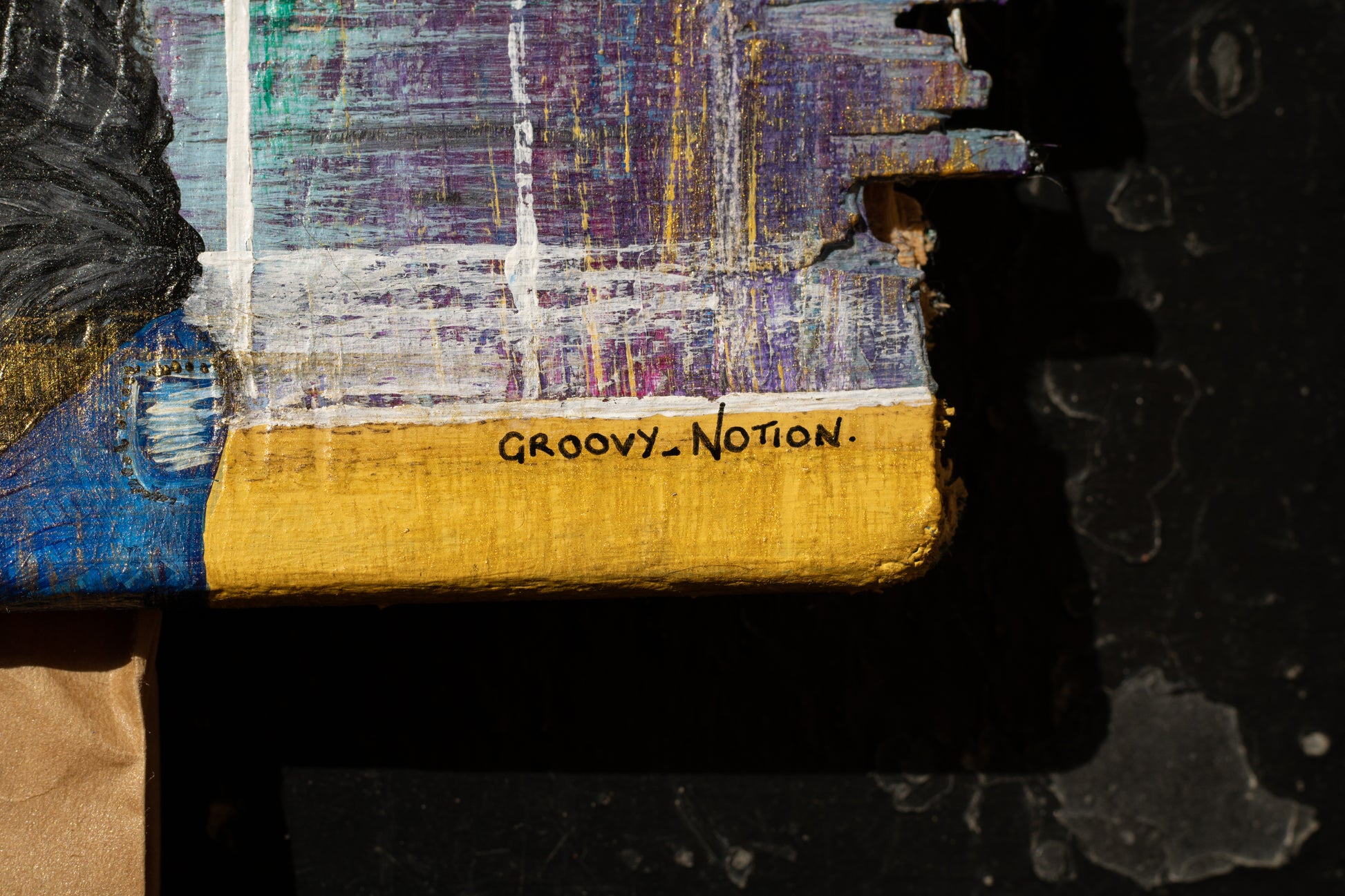 Acrylic paint and graphite on up-cycled skateboard. Original artwork & video by Cape Town based artist Groovy Notion Art.